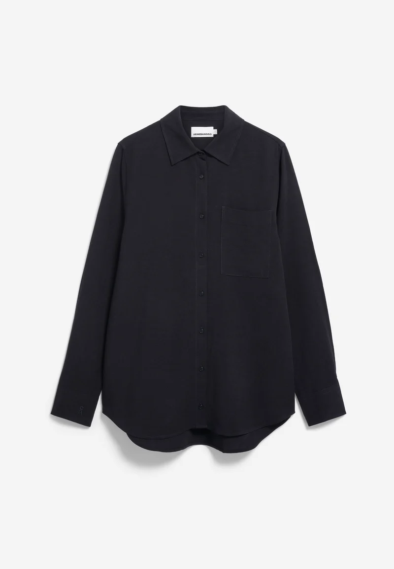 LEINEN-MIX BLUSE | black