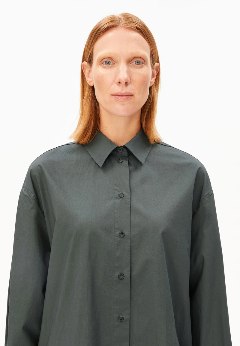 BARREL POPLIN KLEID | space steel