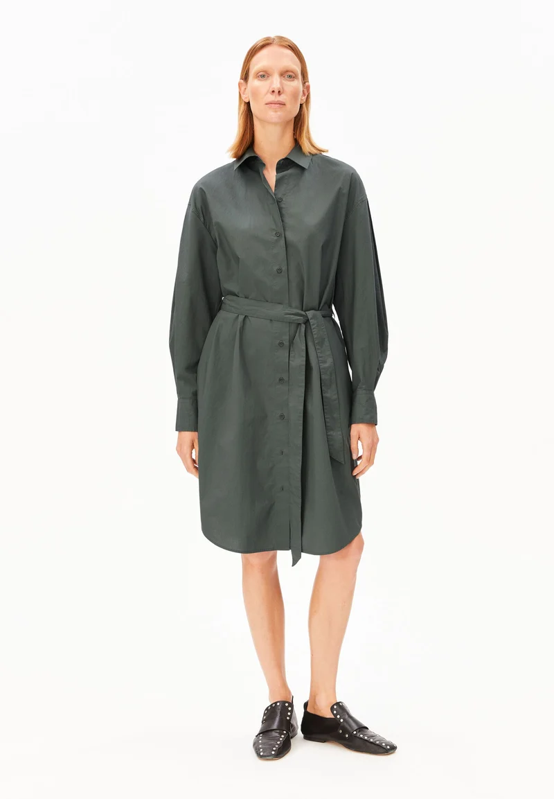 BARREL POPLIN KLEID | space steel