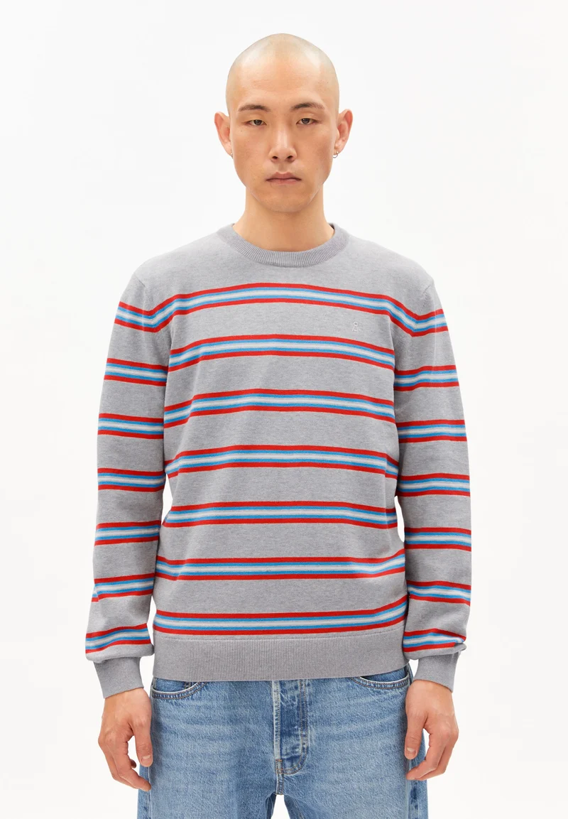 LOUKAA FEINSTRICKPULLOVER | silver melange-mars red