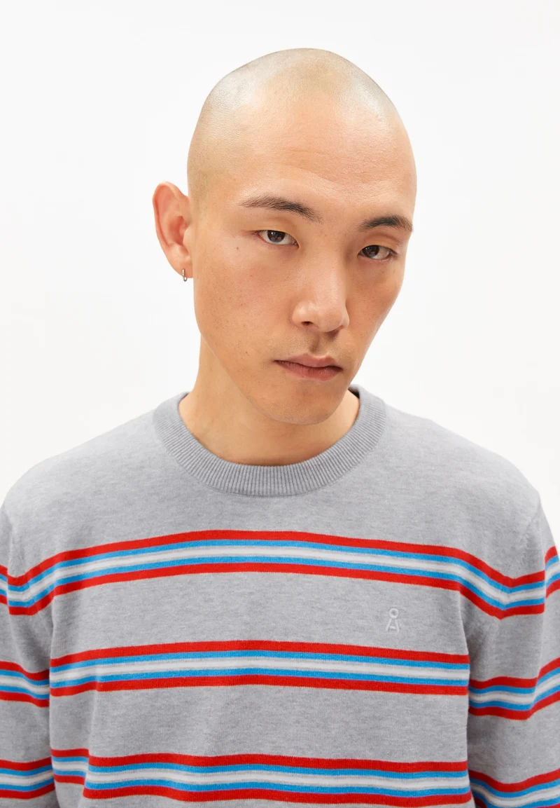 LOUKAA FEINSTRICKPULLOVER | silver melange-mars red