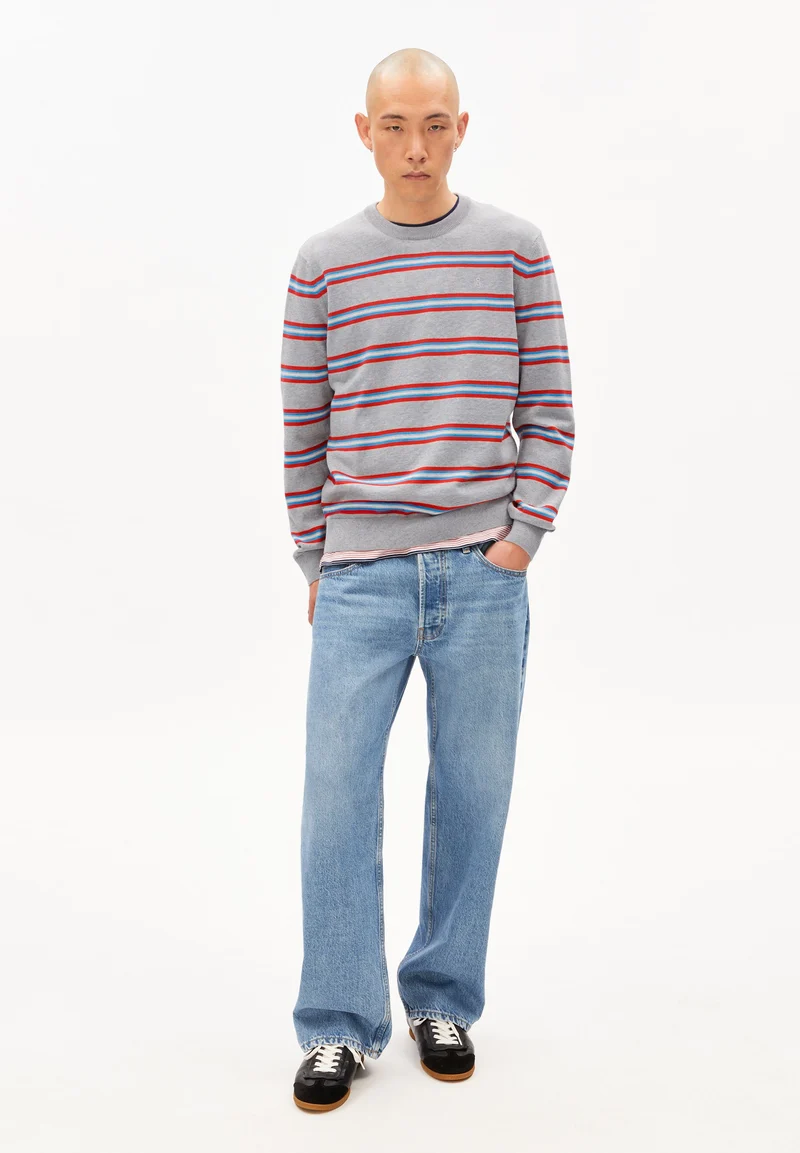 LOUKAA FEINSTRICKPULLOVER | silver melange-mars red