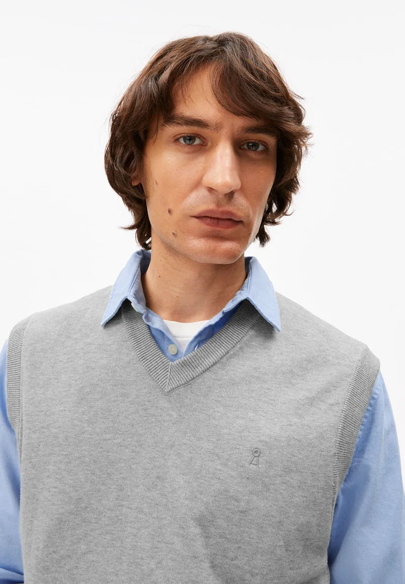 V-NECK PULLUNDER | silver melange