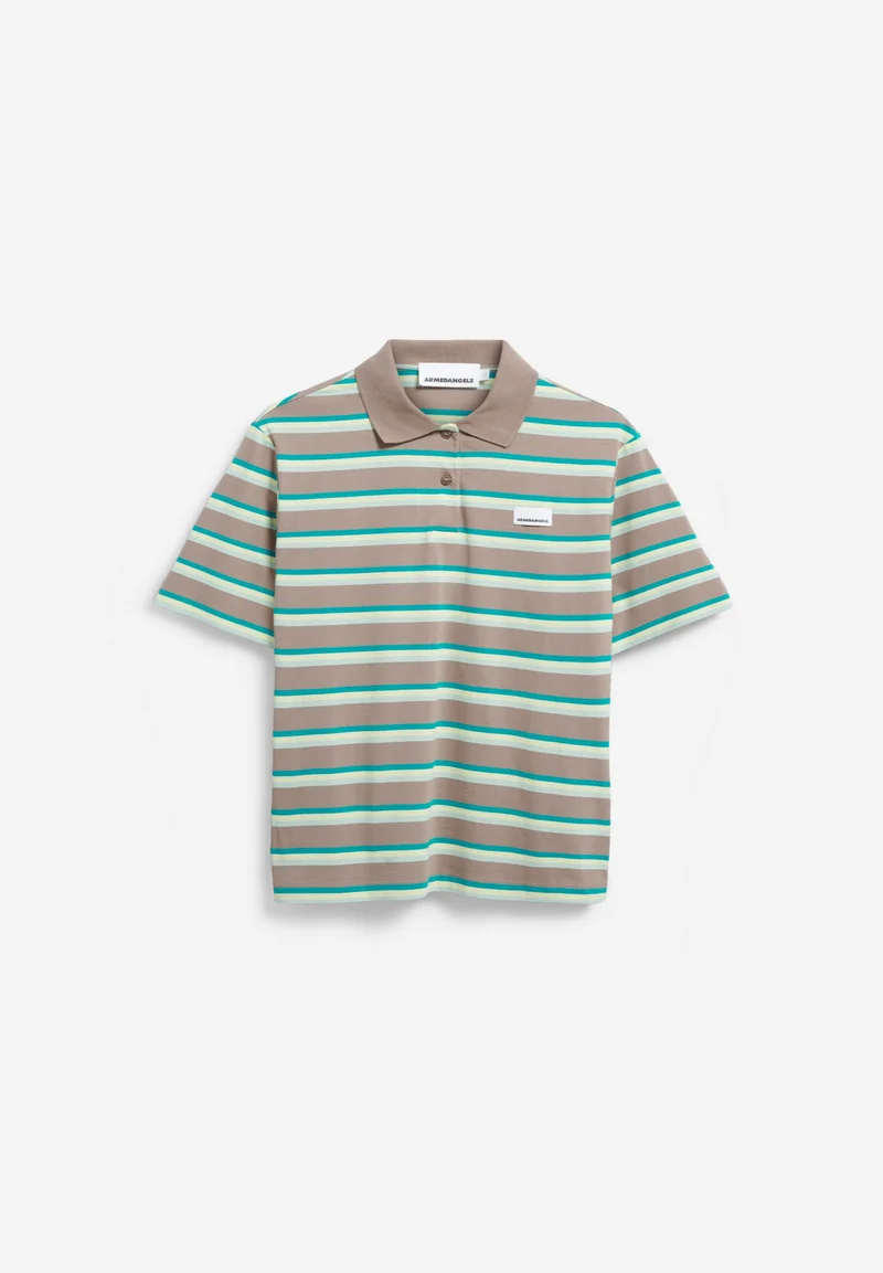 GESTREIFTES POLOSHIRT | walnut cream-pool green-lime juice
