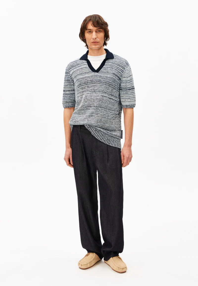 GARN-MIX POLOSHIRT | black-oatmilk-wedgwood