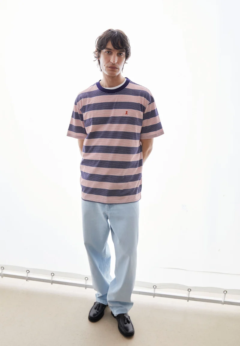 MAARKOS MULTI GESTREIFTES T-SHIRT | tinted navy-oatmilk