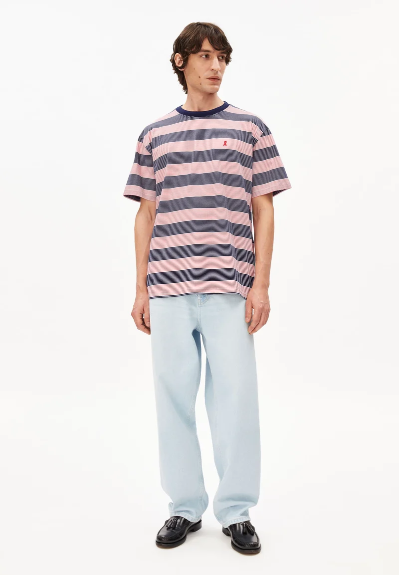 MAARKOS MULTI GESTREIFTES T-SHIRT | tinted navy-oatmilk
