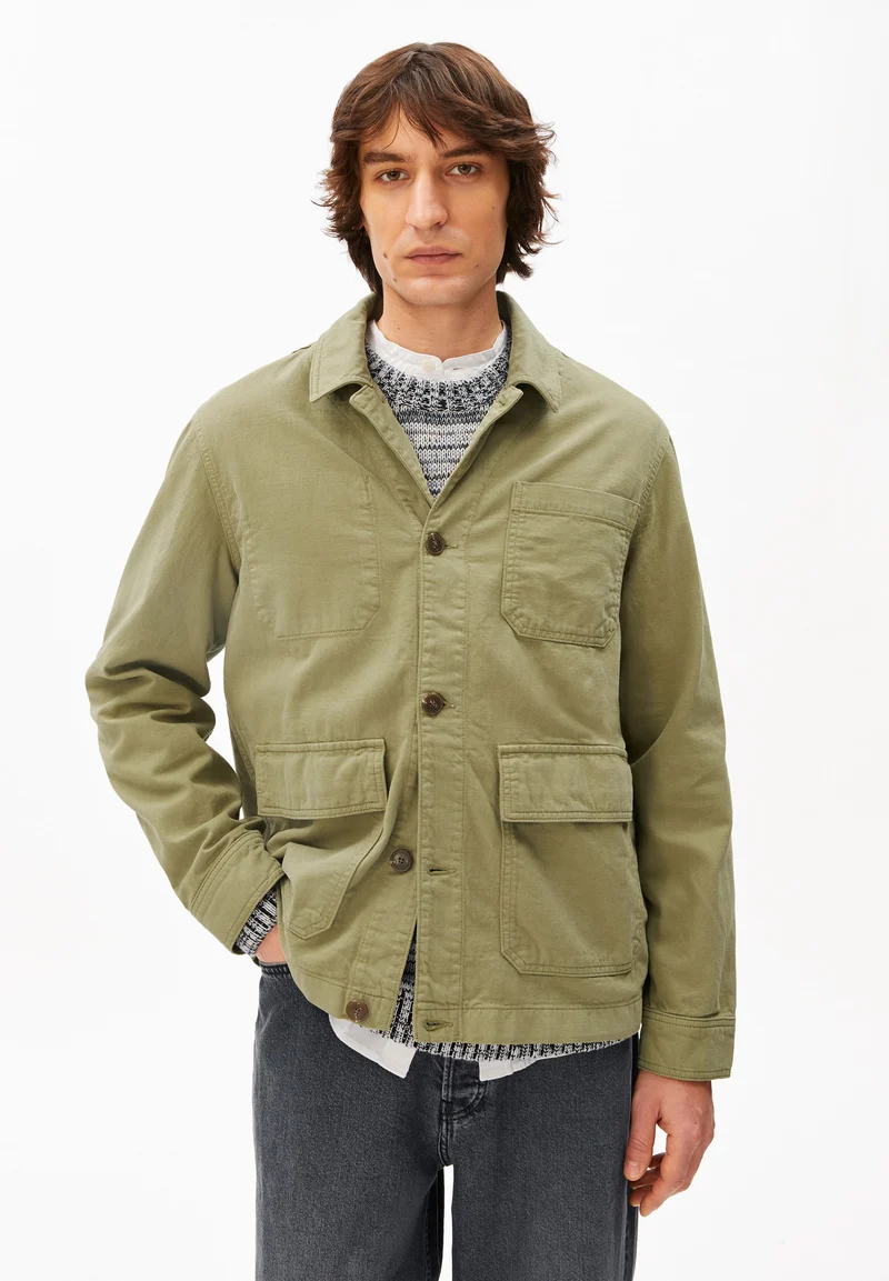 BAUMWOLL-LEINEN-JACKE | fatigue green