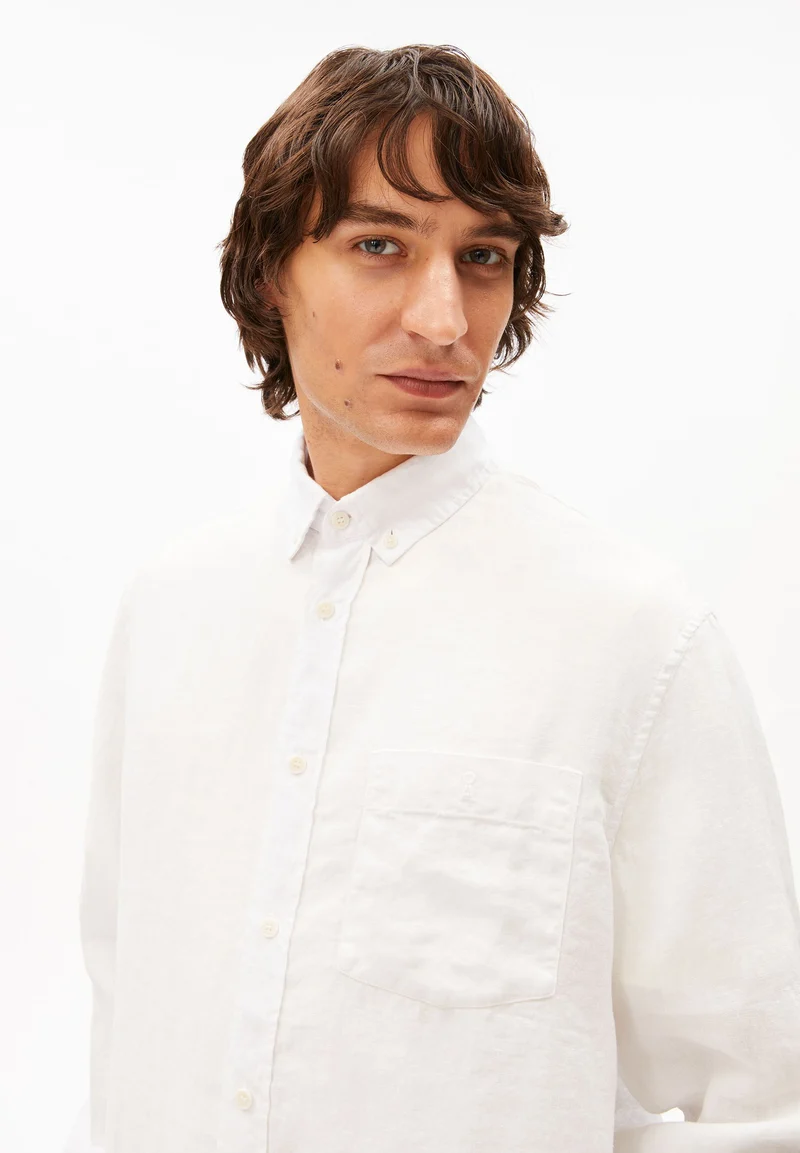 LEINEN-LANGARMHEMD | white