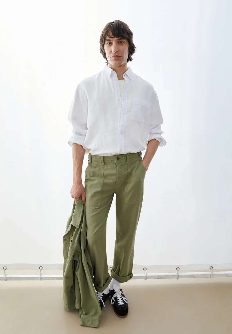 LEINEN-LANGARMHEMD | white