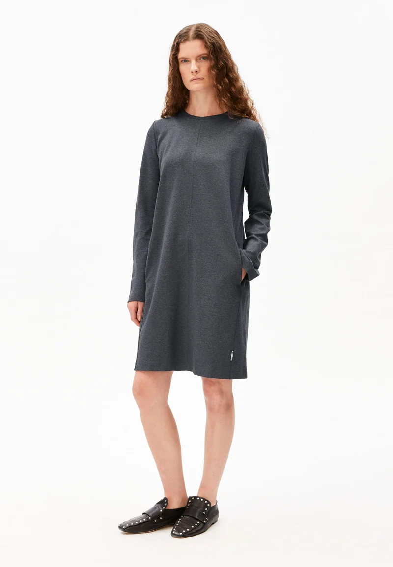 MAARILIANA LANGÄRMLIGES JERSEYKLEID | steel melange