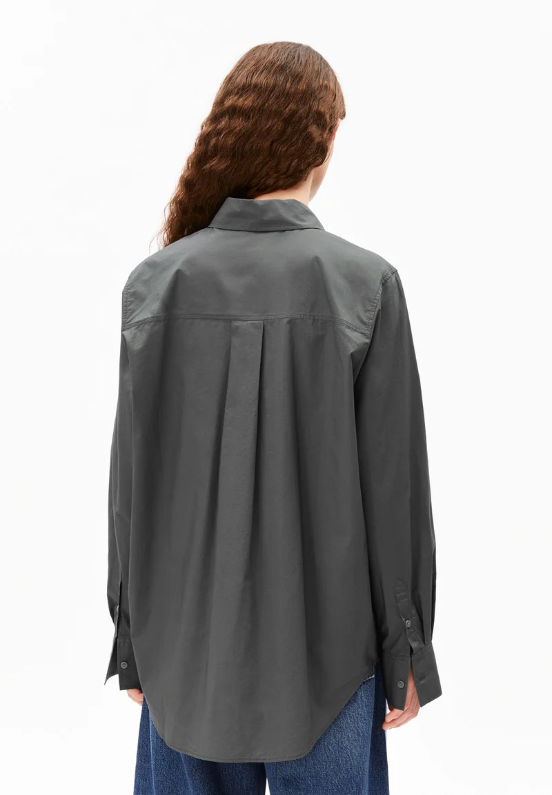 WEITE POPLIN BLUSE | space steel