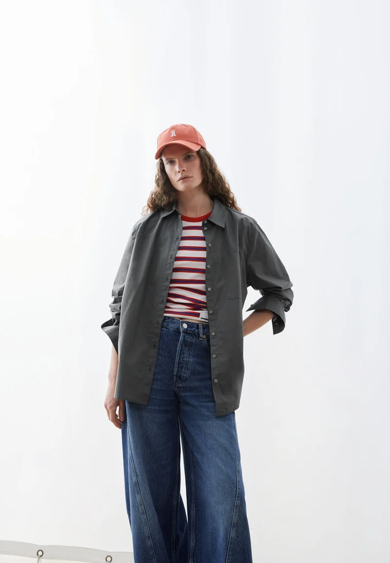 WEITE POPLIN BLUSE | space steel