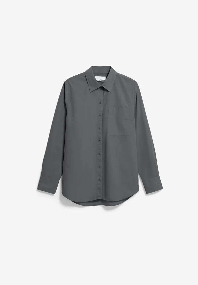 WEITE POPLIN BLUSE | space steel