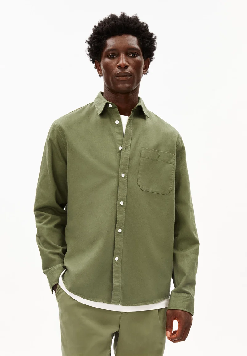 GMT DYE LEINENLANGARMHEMD | fatigue green