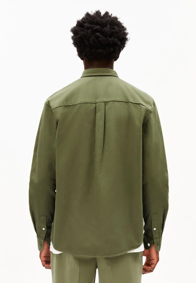 GMT DYE LEINENLANGARMHEMD | fatigue green