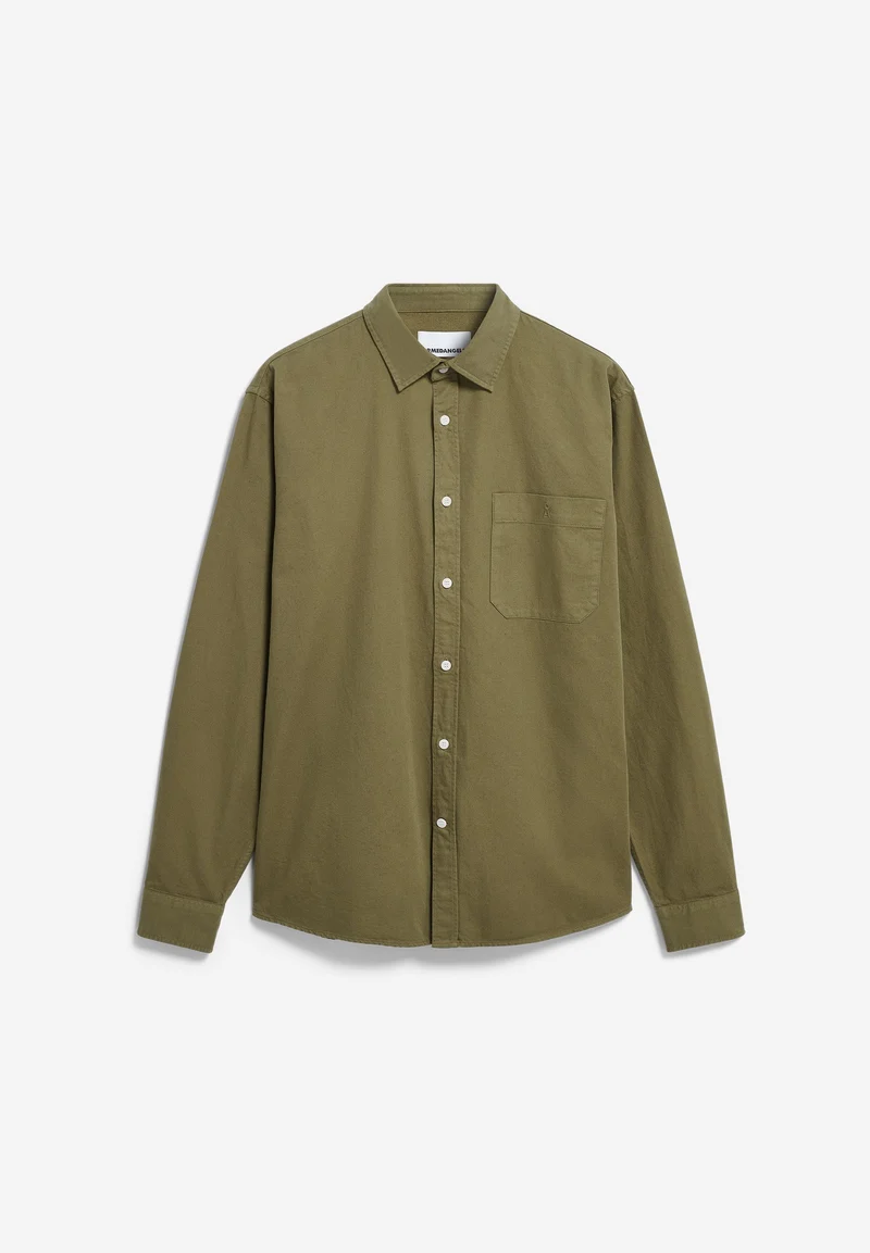 GMT DYE LEINENLANGARMHEMD | fatigue green