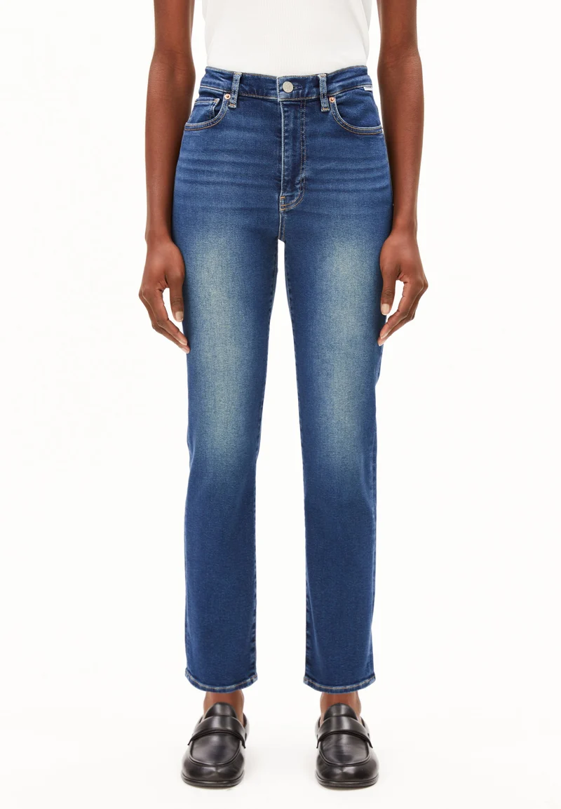 LEJAANI HIGH WAIST SLIM JEANS | dk indigo