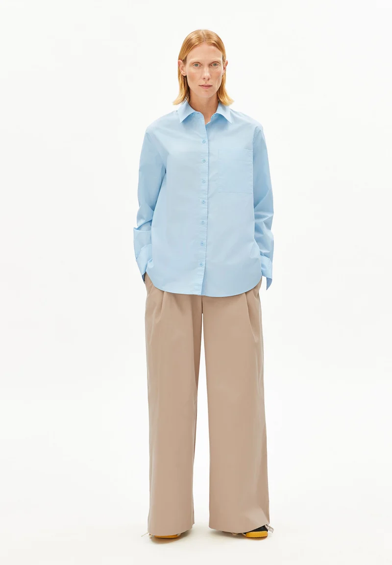 WEITE POPLIN BLUSE | blue glow