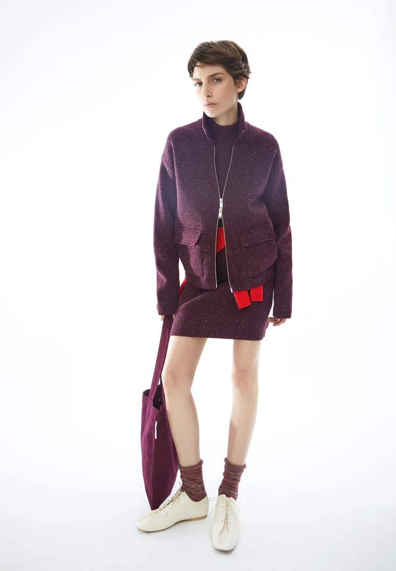 DOROTHEAA TWEED JACKE | dark cranberry