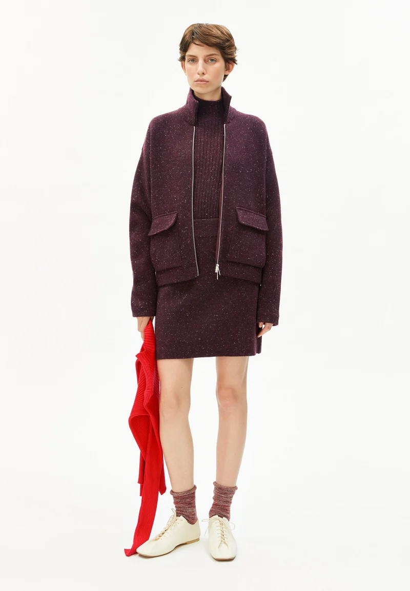 DOROTHEAA TWEED JACKE | dark cranberry