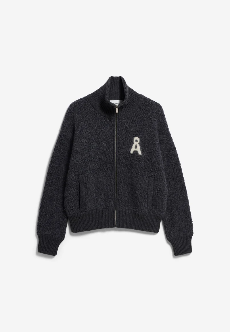 ICONIC Å BOUCLÉ STRICKJACKE | steel melange-oatmilk