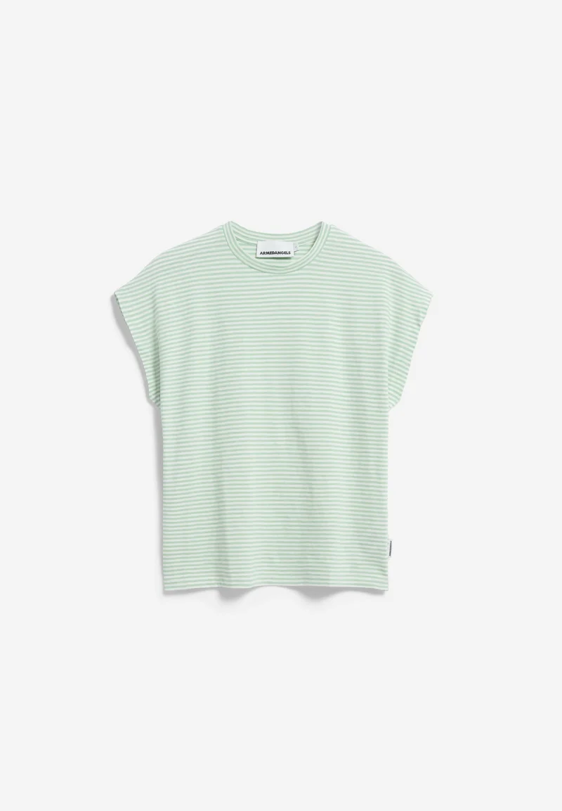 SLUB JERSEY GESTREIFTES T-SHIRT | oatmilk-foam