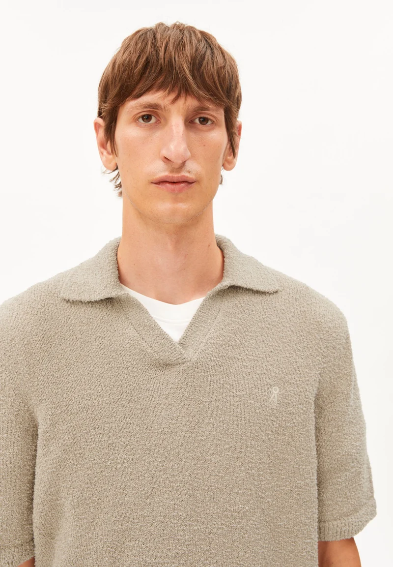 BOUCLE STRICKPOLOSHIRT | sandstone