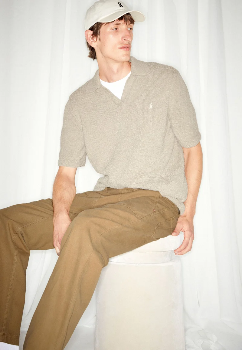 BOUCLE STRICKPOLOSHIRT | sandstone