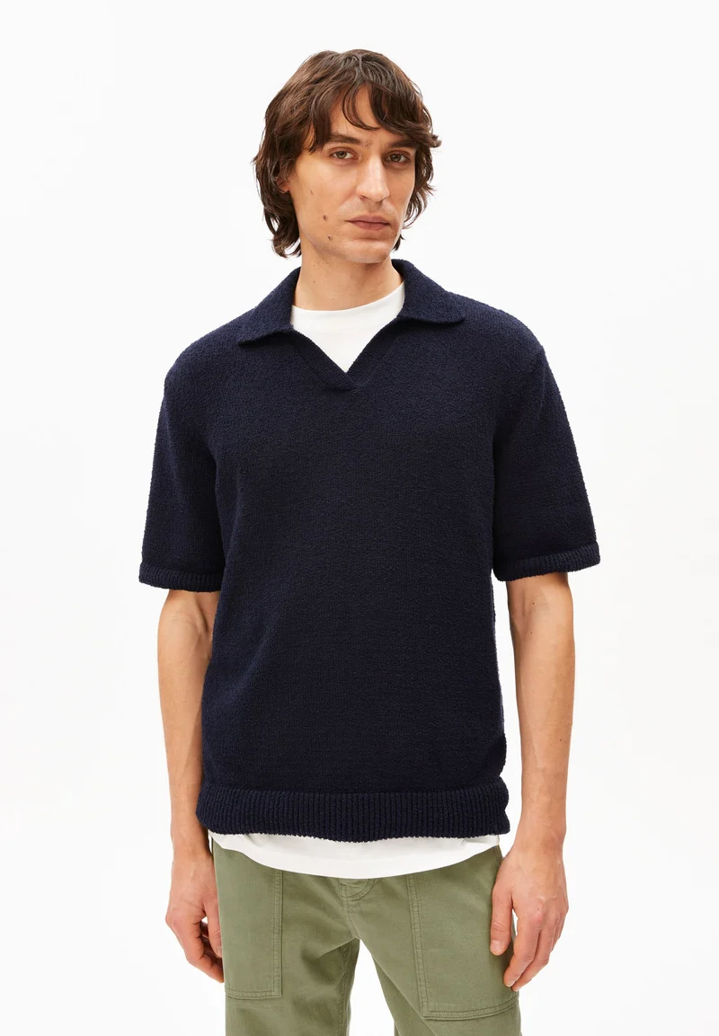 BOUCLE STRICKPOLOSHIRT | night sky