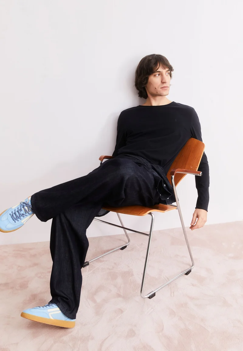 JAAMES BRUSHED LANGARMSHIRT | black