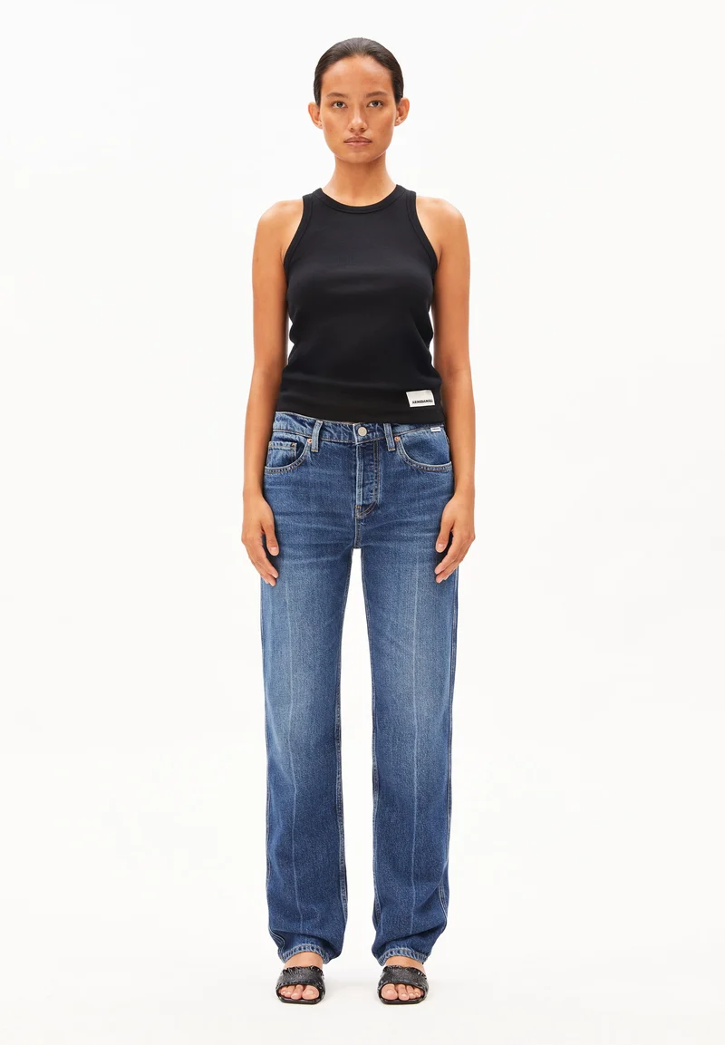 AAVELINE MID WAIST STRAIGHT JEANS | fade