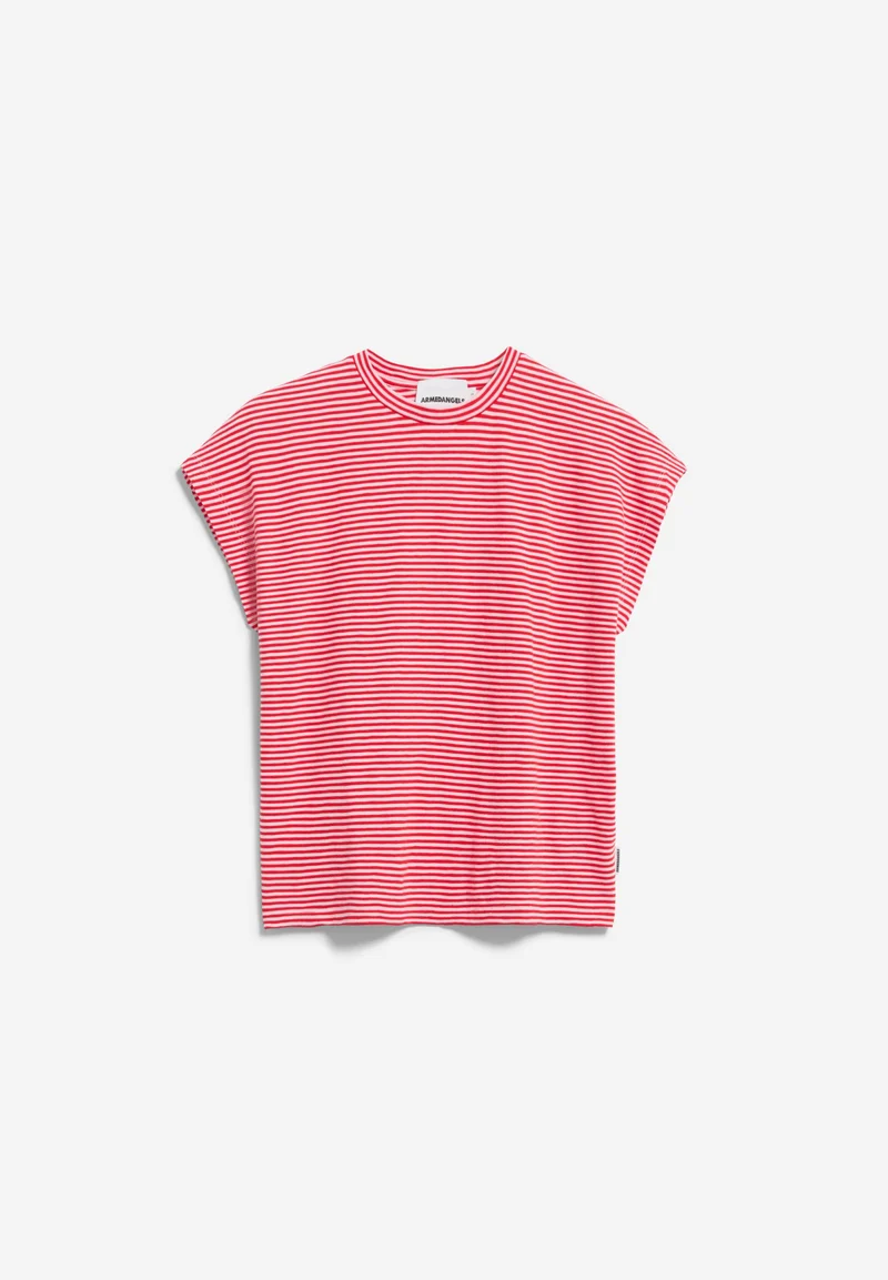SLUB JERSEY GESTREIFTES T-SHIRT | pink mist-mars red