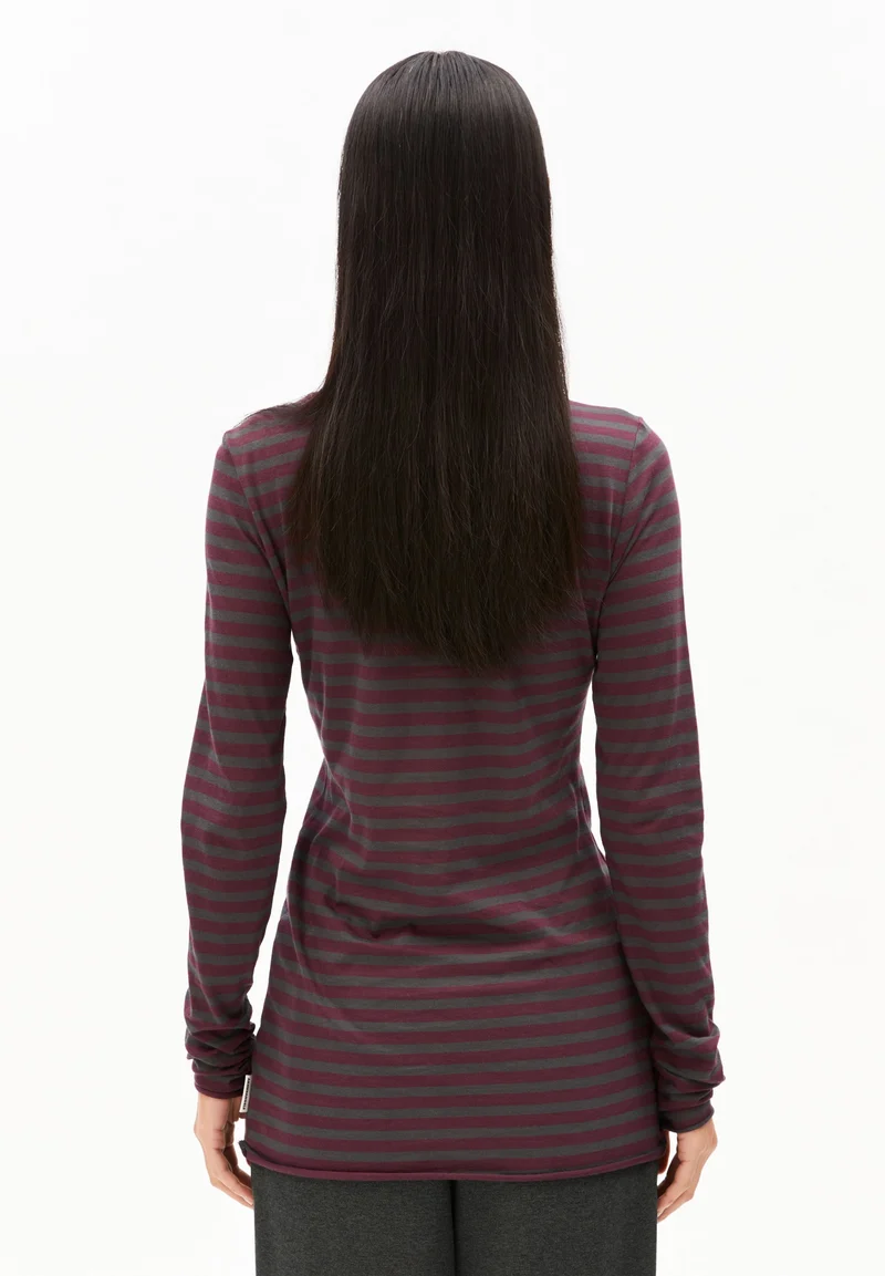 EINIAARA GESTREIFTES LANGARMSHIRT | dark cranberry-dark steel
