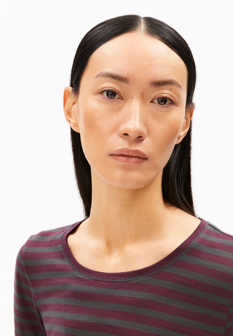 EINIAARA GESTREIFTES LANGARMSHIRT | dark cranberry-dark steel