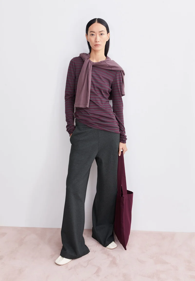 EINIAARA GESTREIFTES LANGARMSHIRT | dark cranberry-dark steel