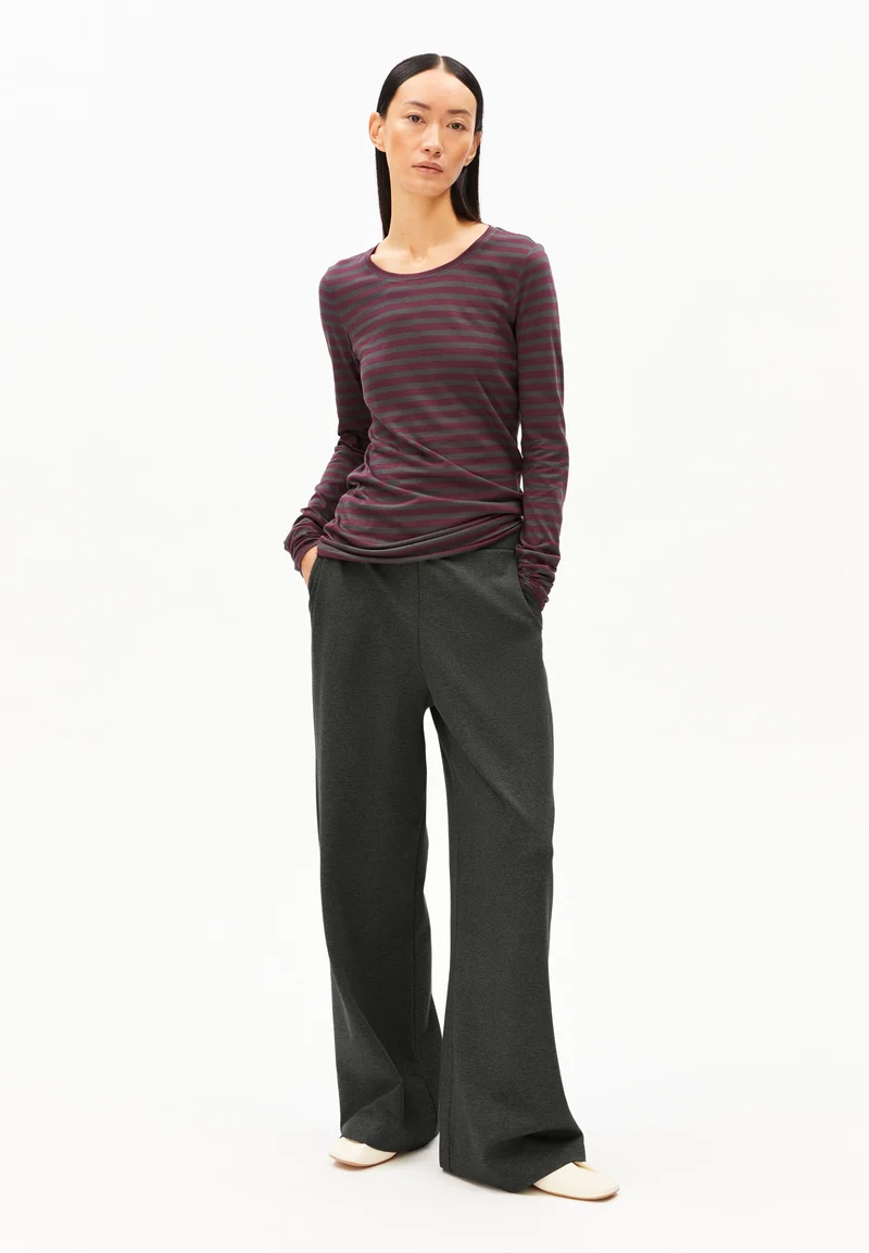 EINIAARA GESTREIFTES LANGARMSHIRT | dark cranberry-dark steel
