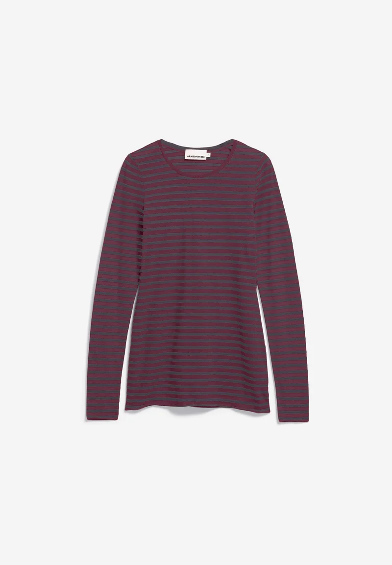 EINIAARA GESTREIFTES LANGARMSHIRT | dark cranberry-dark steel