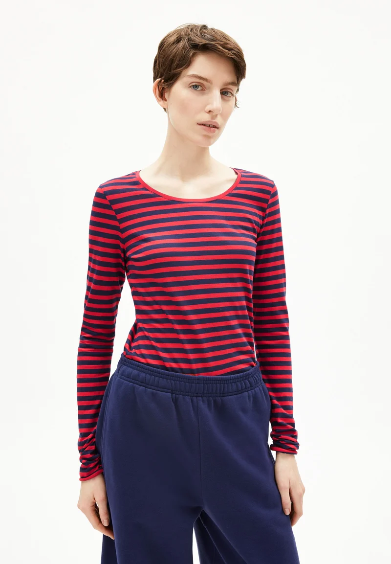 EINIAARA GESTREIFTES LANGARMSHIRT | tinted navy-candy apple