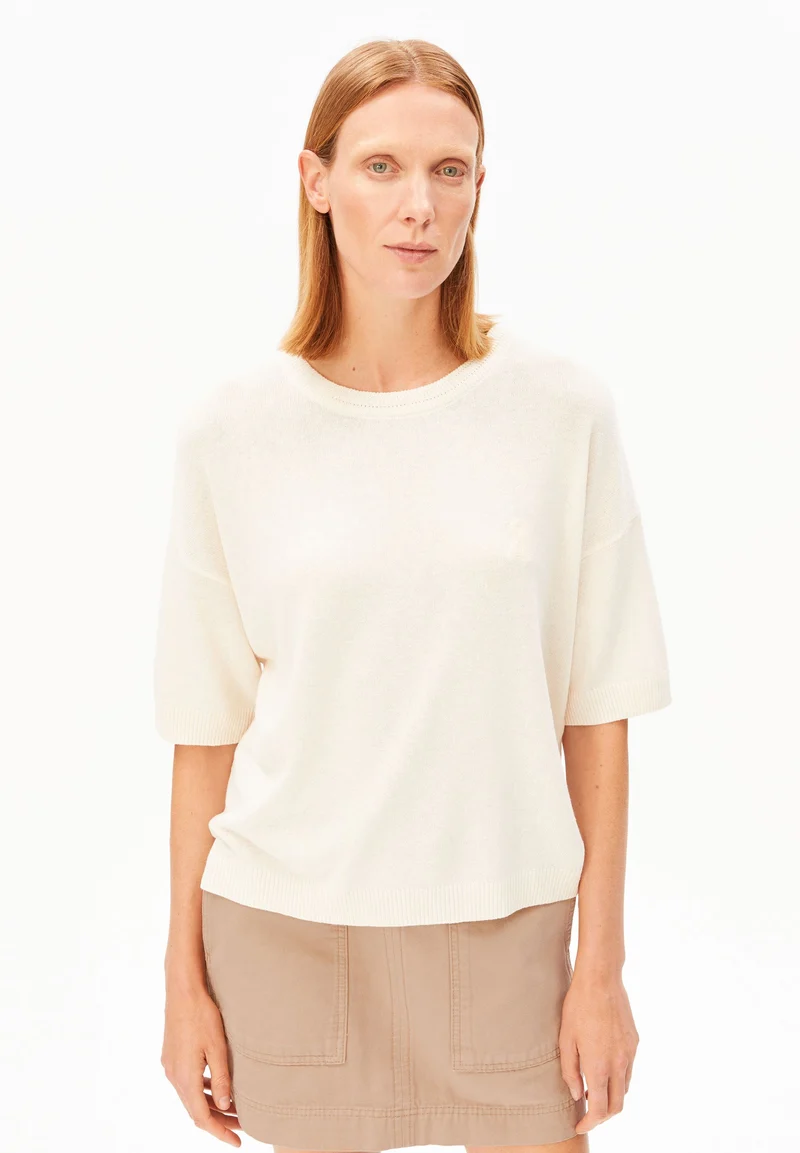 KURZÄRMLIGES LEINEN-MIX STRICKSHIRT | undyed