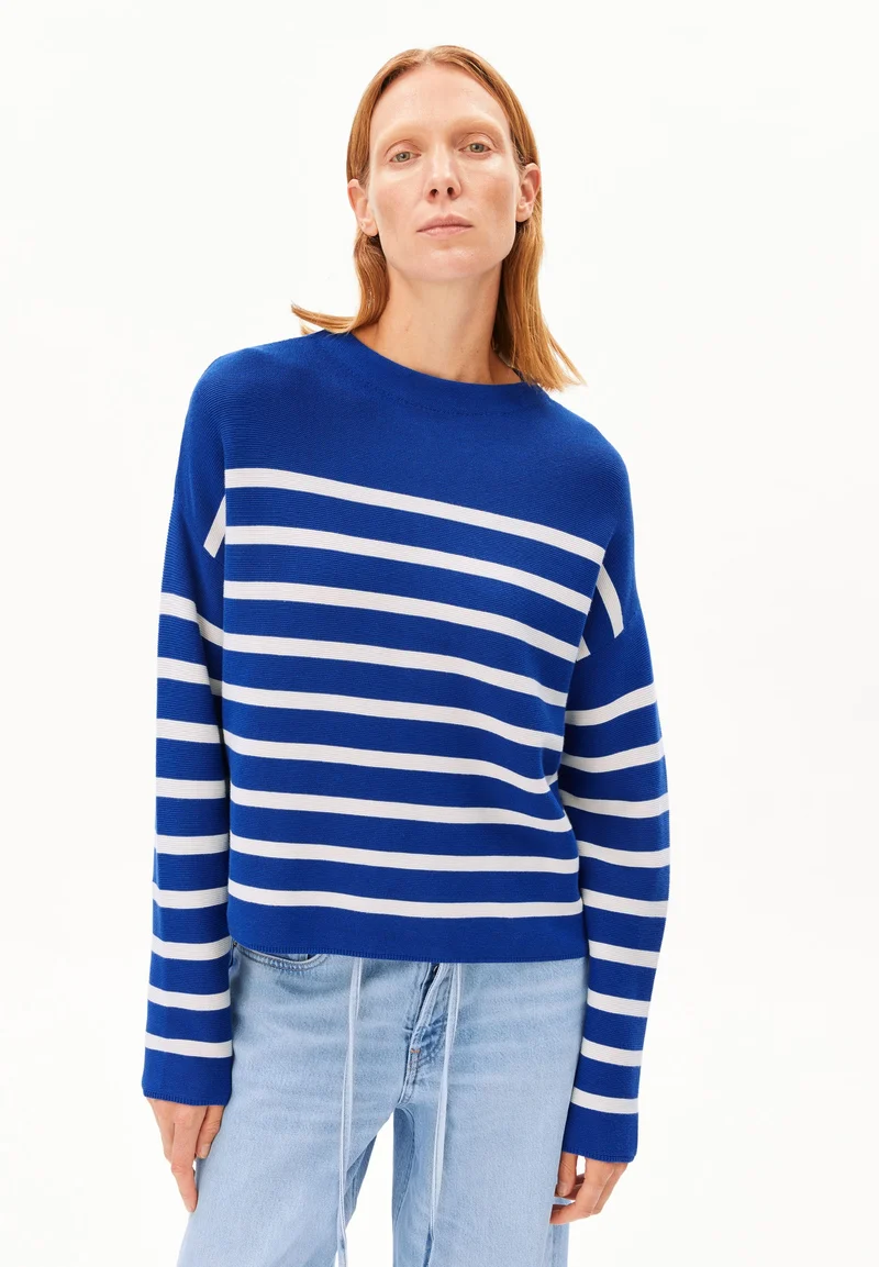 MERINAA GESTREIFTER STRICKPULLOVER | dynamo blue-oatmilk