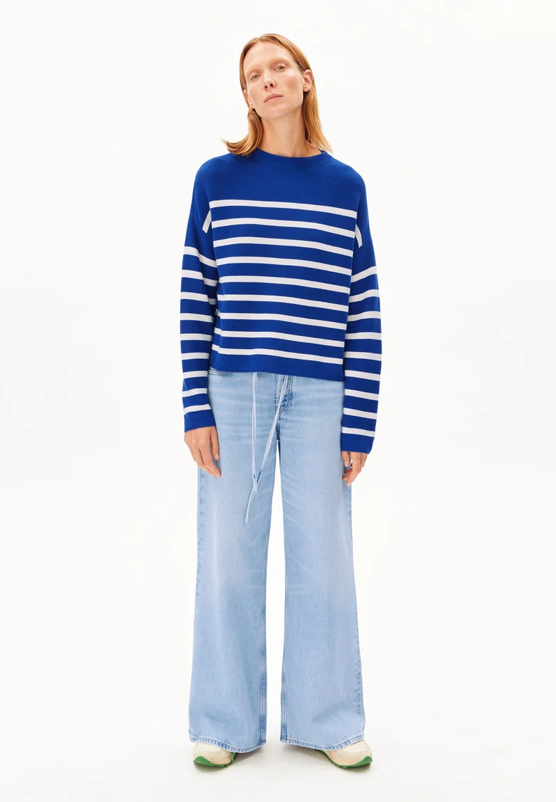 MERINAA GESTREIFTER STRICKPULLOVER | dynamo blue-oatmilk