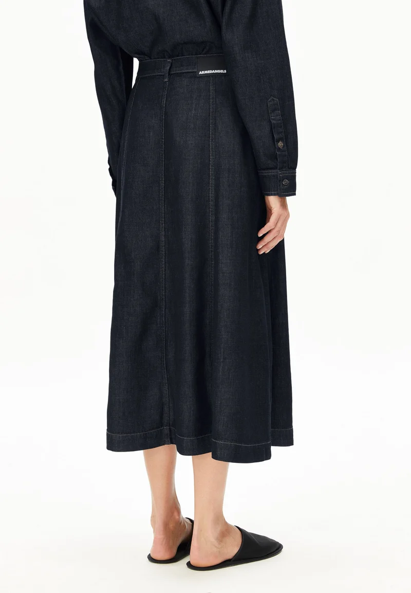PANELLED JEANS-MIDI-ROCK | rinse