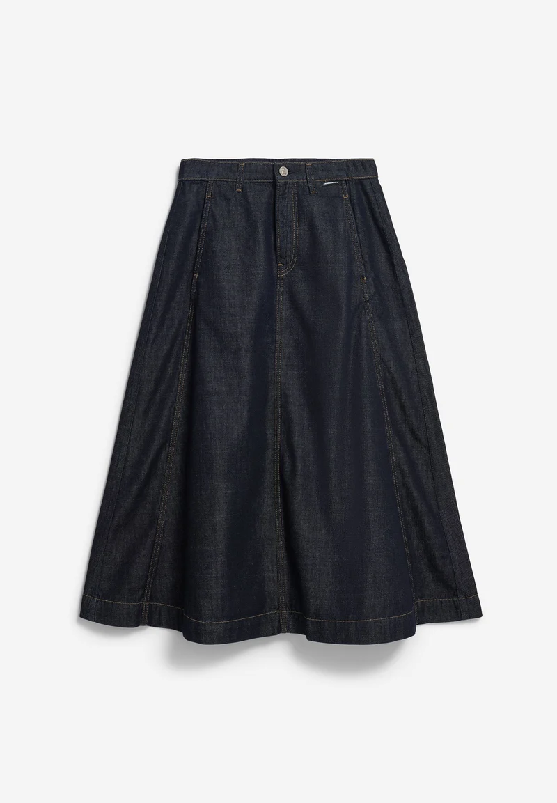 PANELLED JEANS-MIDI-ROCK | rinse