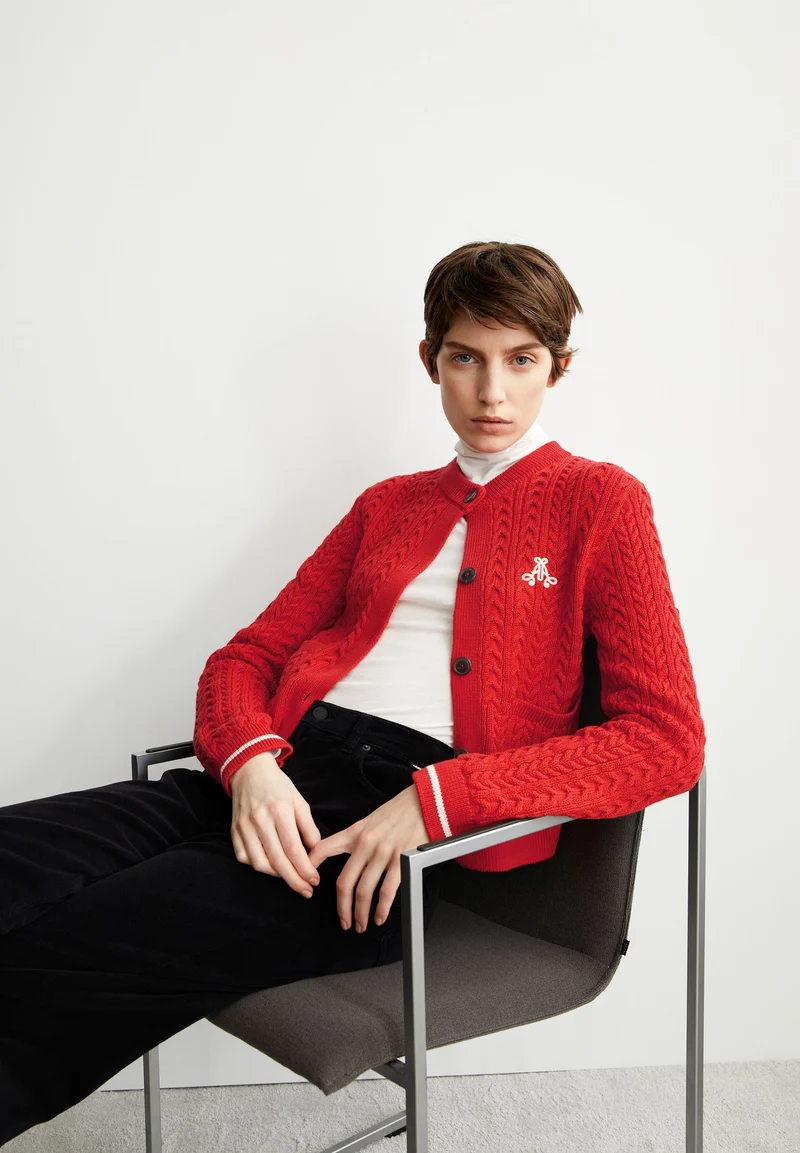 JULIAANAS CABLE STRICKJACKE | candy apple-oatmilk