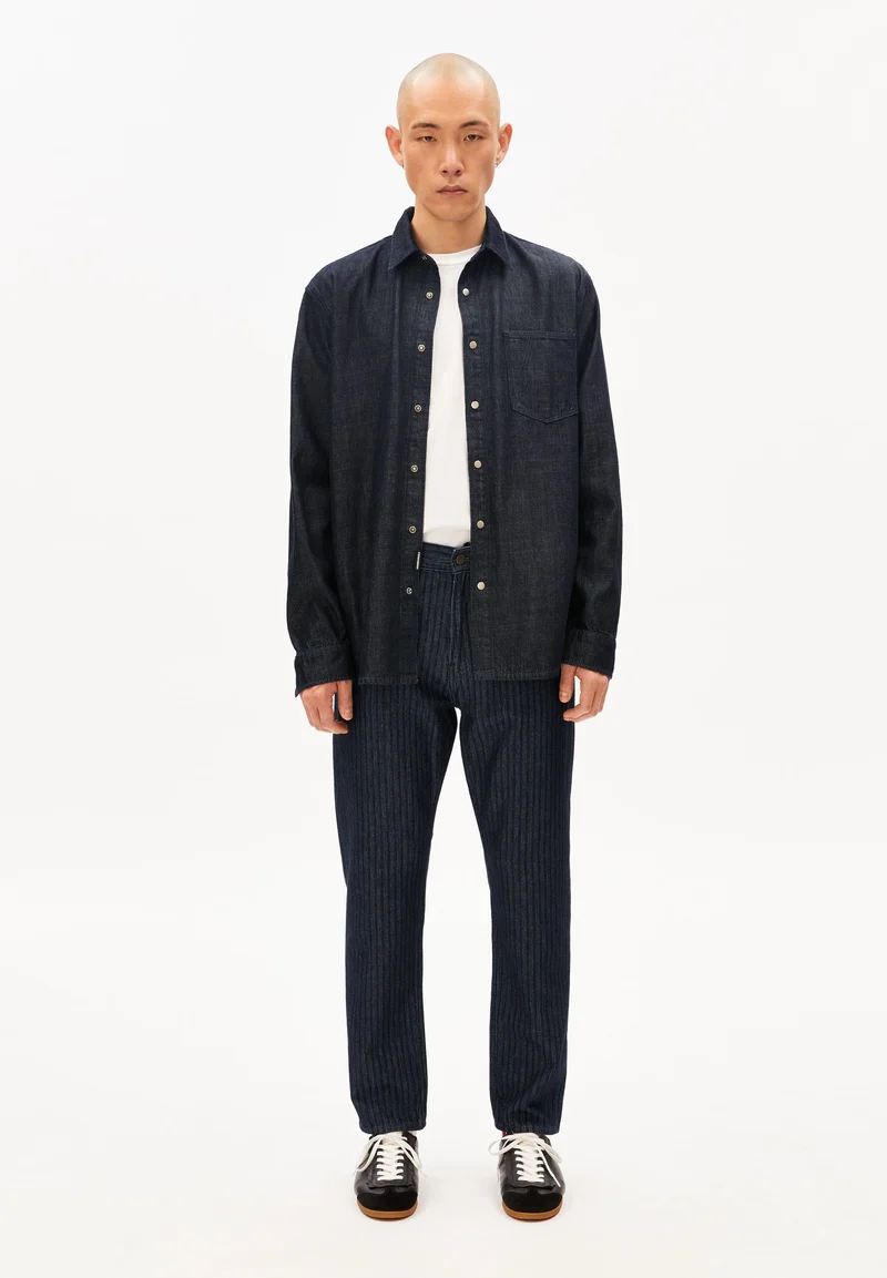 HERRINGBONE TAPERED JEANS | rinse