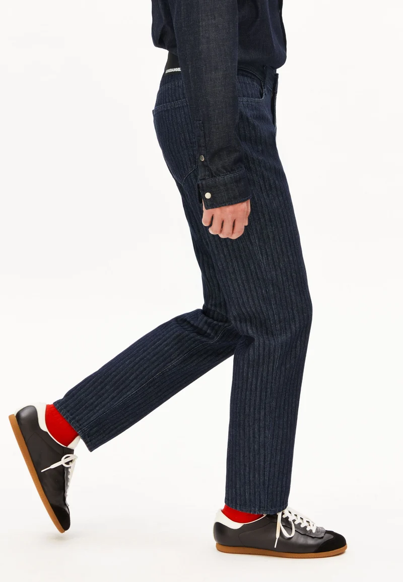 HERRINGBONE TAPERED JEANS | rinse