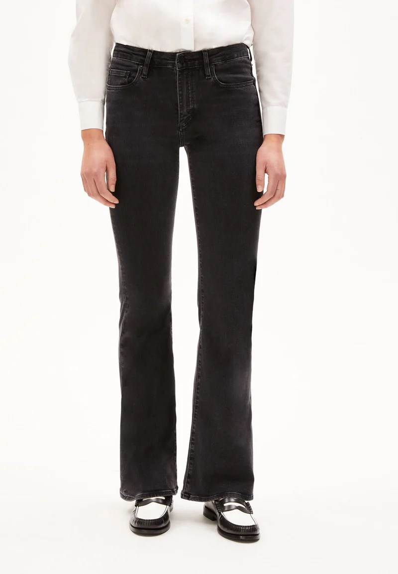 ANAMAA MID WAIST FLARED JEANS | washed down black
