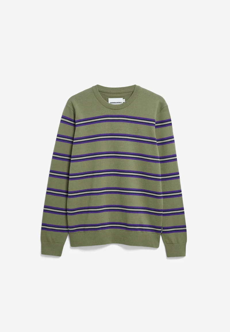 LOUKAA FEINSTRICKPULLOVER | fatigue green-tinted navy