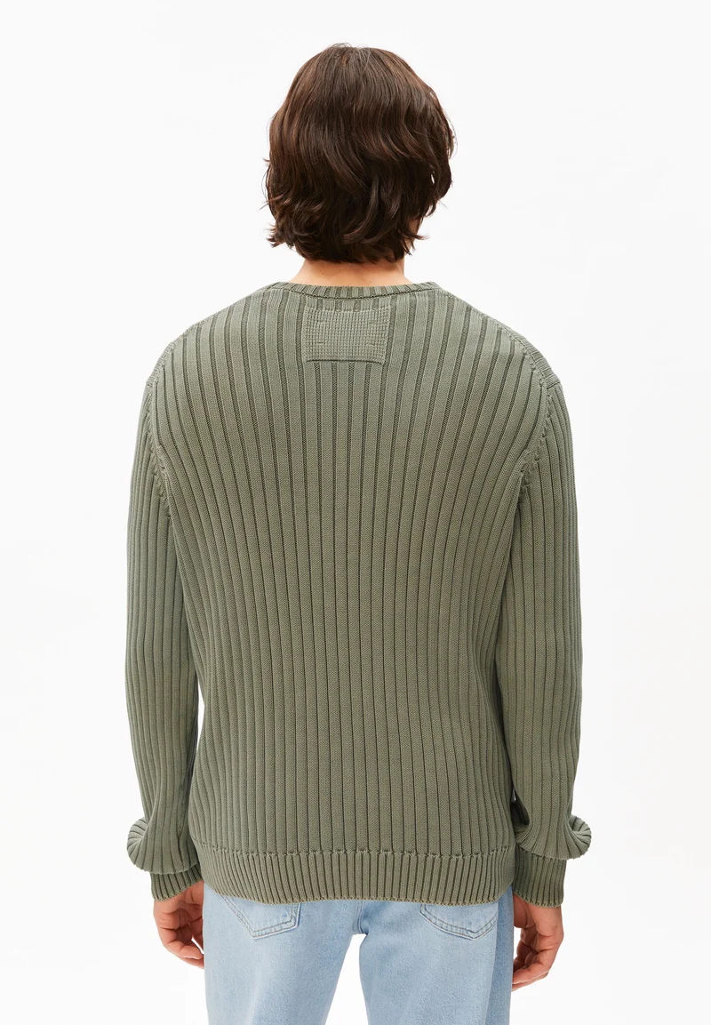 PIGMENT DYE RIPP-STRICKPULLOVER | fatigue green